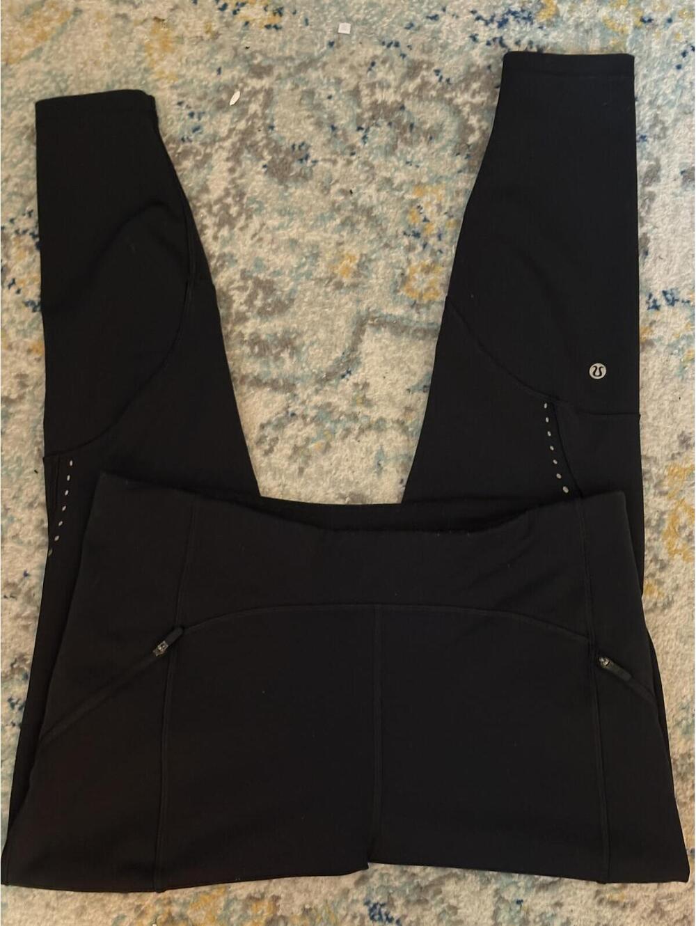 Lululemon Black Athletic Leggings with Zipper Pockets Size 14